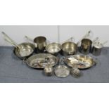 A set of eight German “Rein-Nickel” saucepans; eighteen various jelly moulds; & various items of