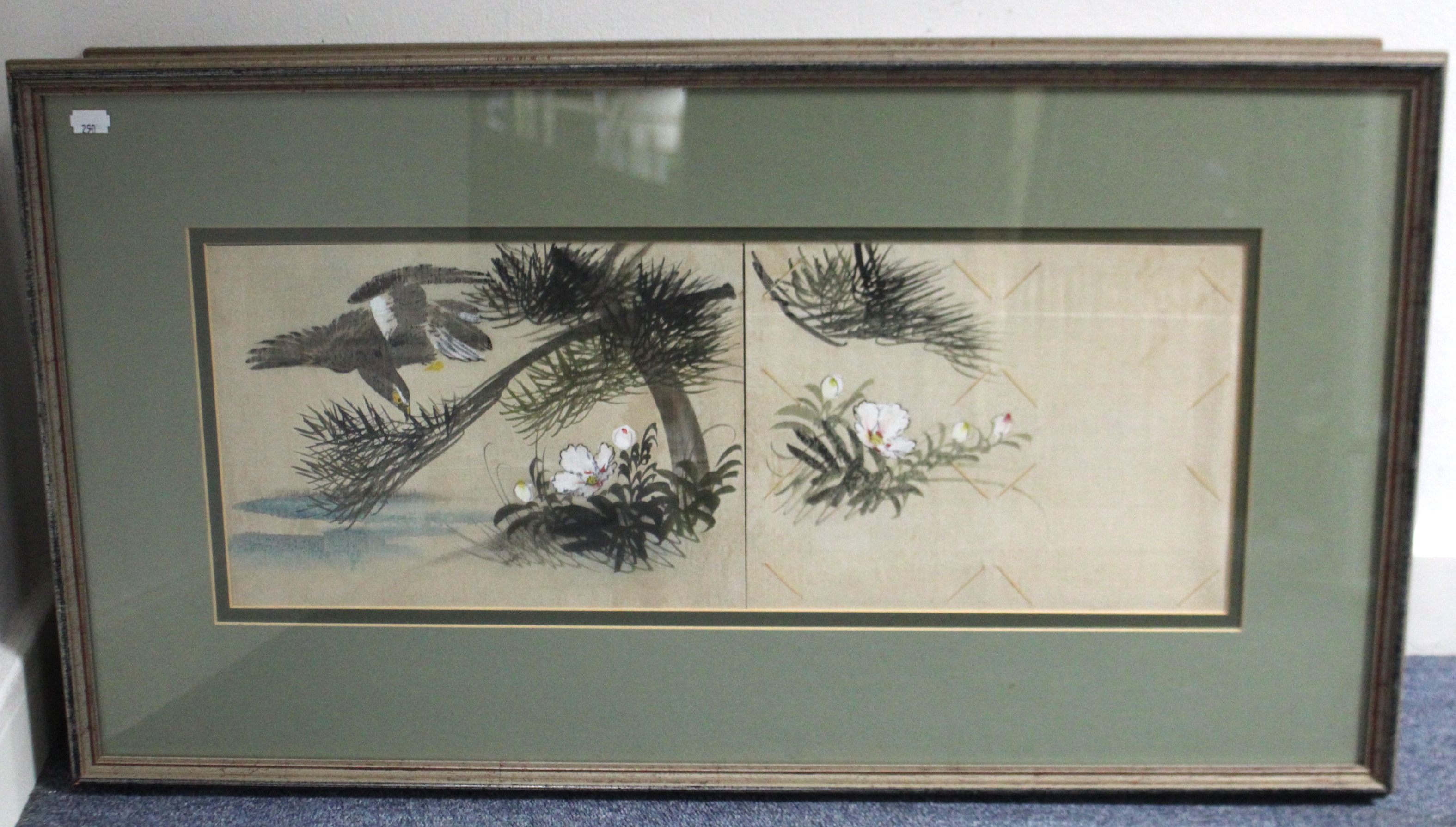 A set of four Chinese silk paintings on postcard album leaves, framed in pairs, depicting - Image 4 of 4