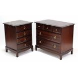 A Stag “Minstrel” mahogany-finish small chest fitted three short & two long drawers, & on shaped