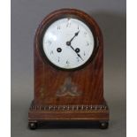 A 19th century mantel clock, the 4¼” white enamel dial with Arabic numerals, eight-day striking