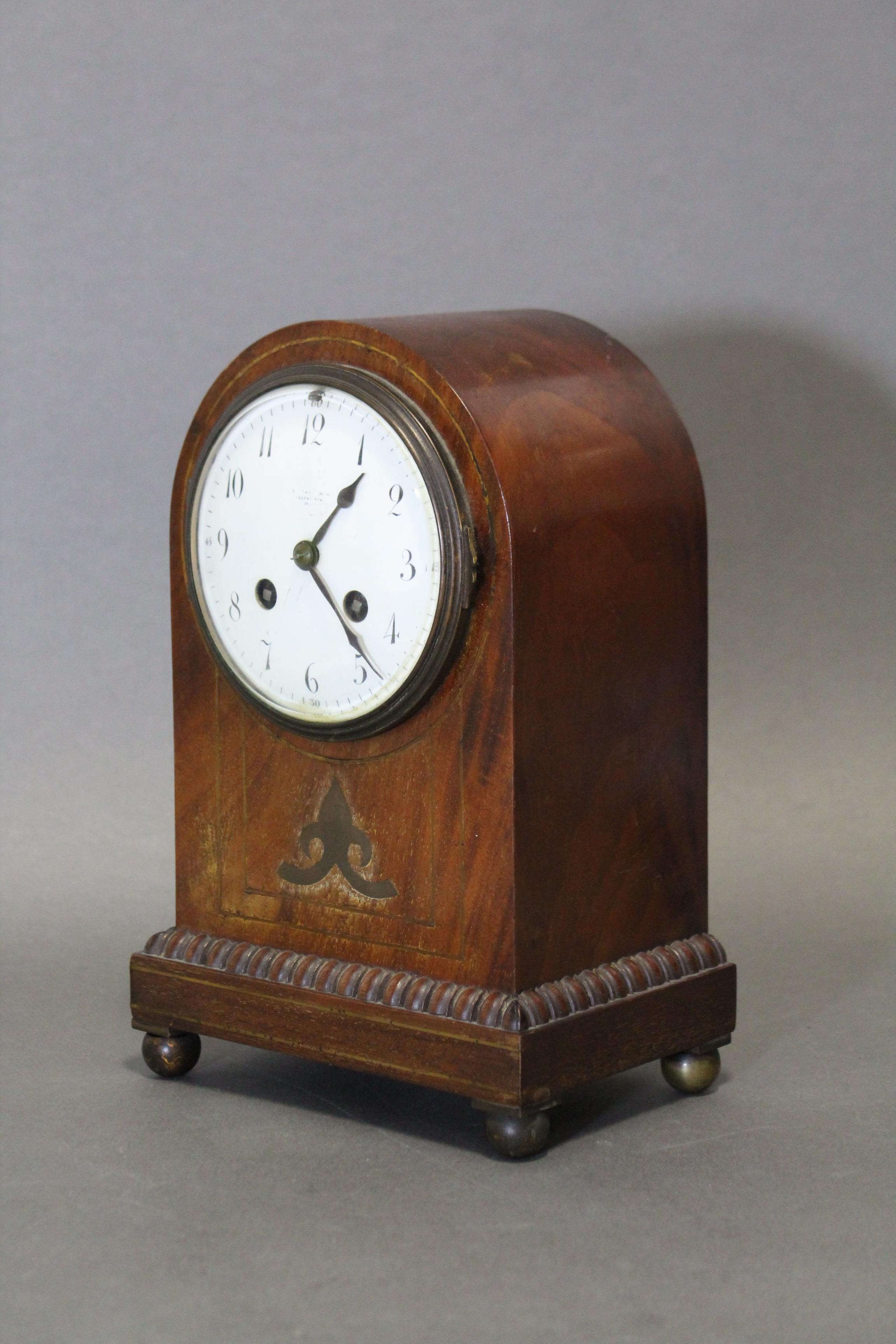 A 19th century mantel clock, the 4¼” white enamel dial with Arabic numerals, eight-day striking - Image 2 of 4