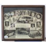 A motor racing display “Record Breakers of 1936”, 12½” x 15½”, in glazed frame.
