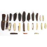 A Bowie knife; & twenty various pocket knives.