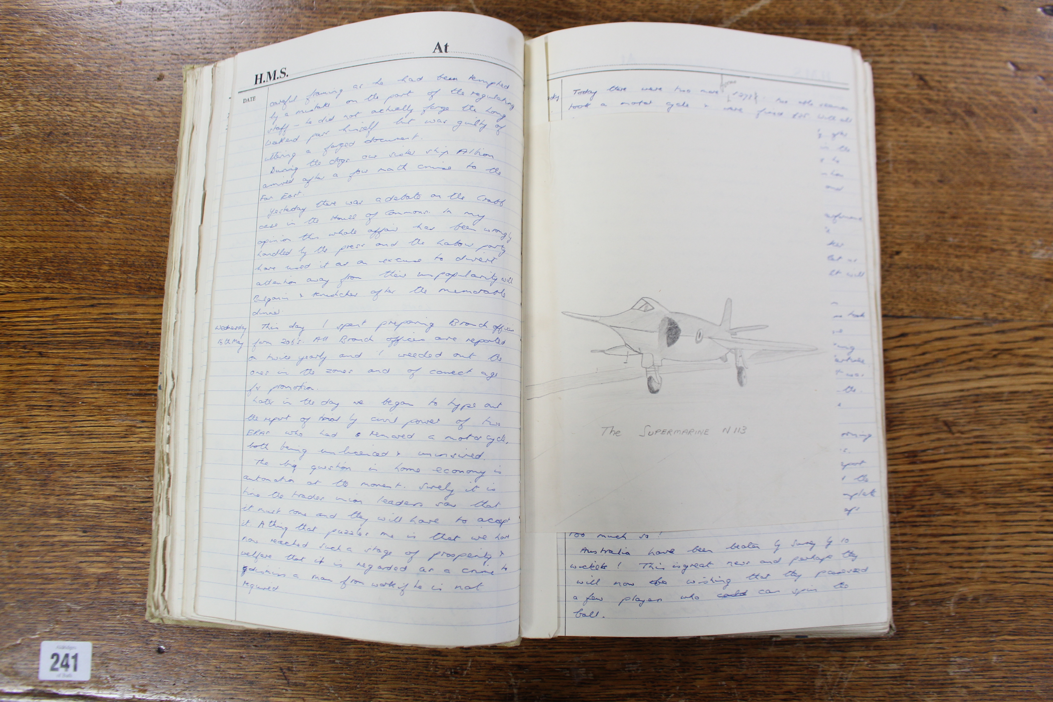 A mid-20th century “H. M. S. Bulwark” Journal for the use of Midshipmen, chronicling the Suez - Image 10 of 13