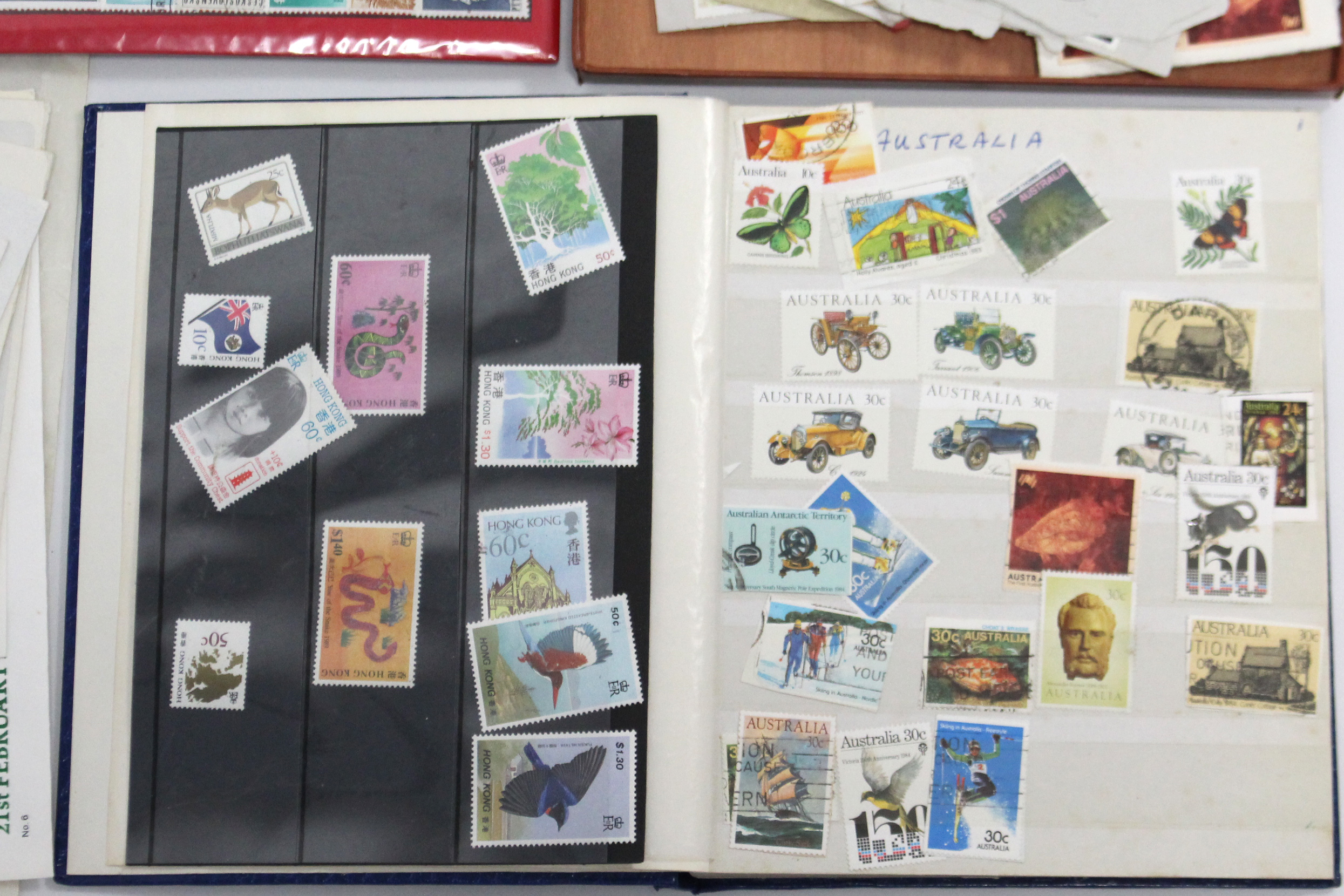 A small collection of G. B. & foreign stamps in one stock-book, loose, & on pieces; also various