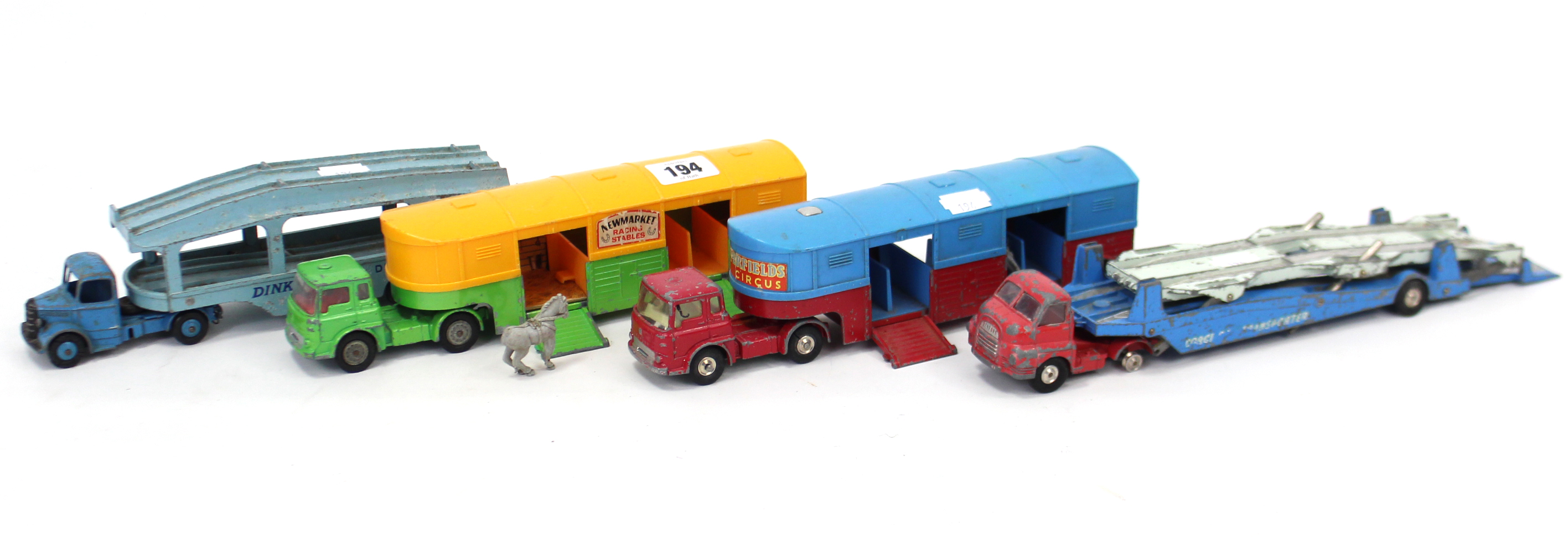 A Dinky Supertoys scale model “Pullmore Car Transporter” (No. 982); a Corgi Major scale model “