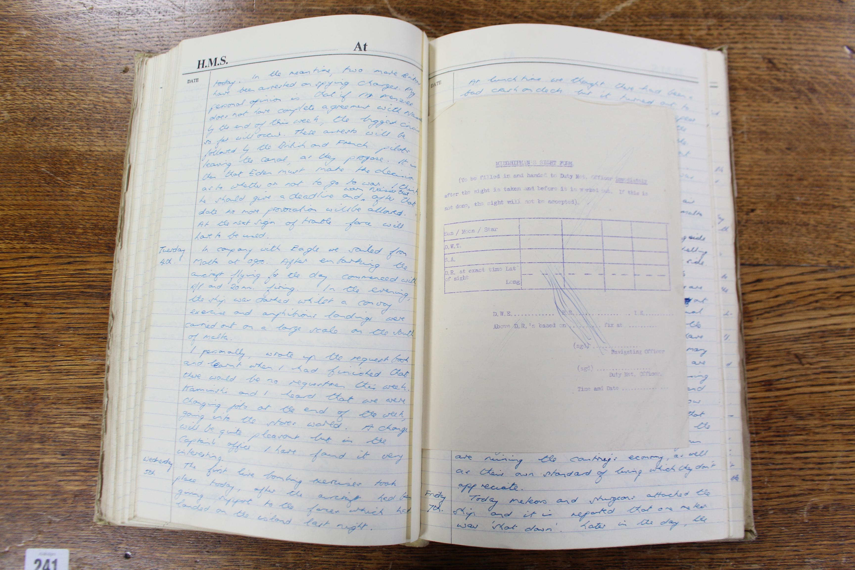 A mid-20th century “H. M. S. Bulwark” Journal for the use of Midshipmen, chronicling the Suez - Image 11 of 13