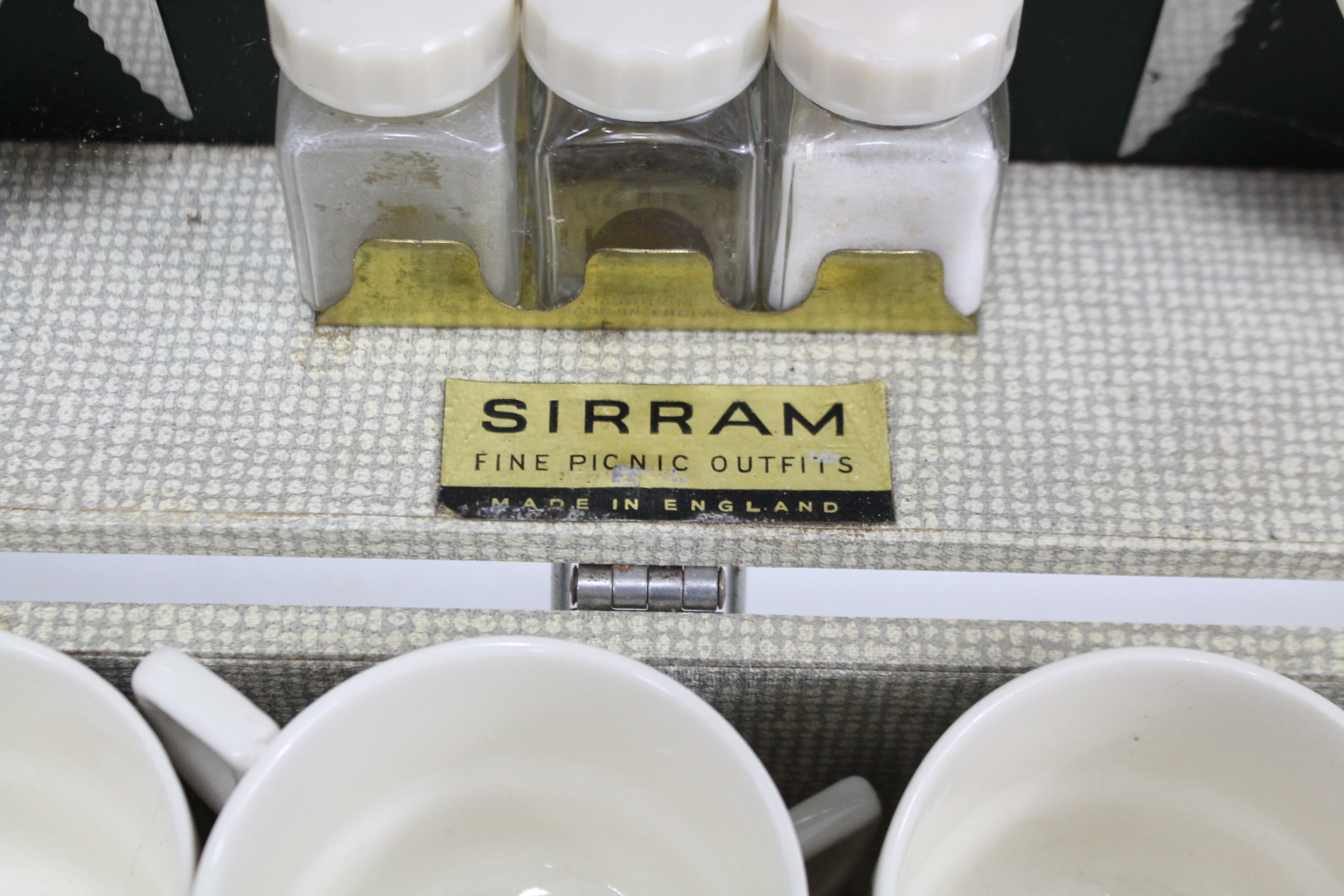 A Sirram fibre-covered picnic case with contents. - Image 2 of 2