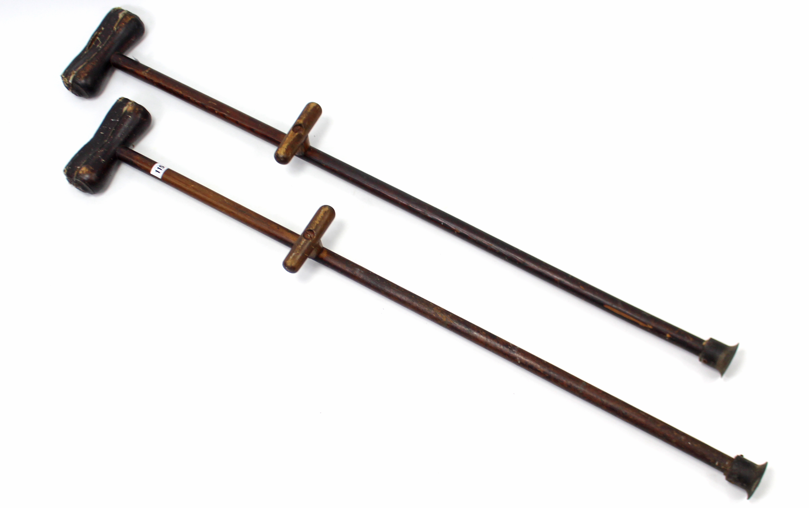 A pair of WWI treen crutches, 51” high.