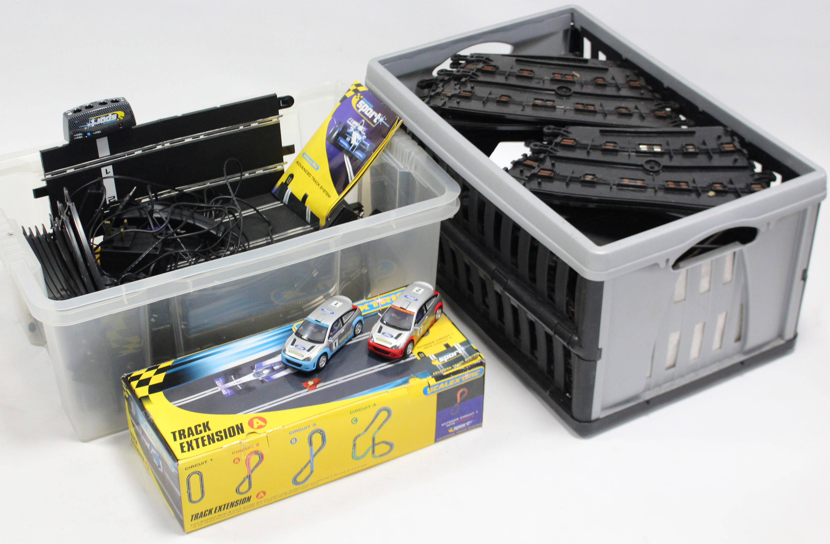 Various Scalextric models, track, etc., boxed & un-boxed.