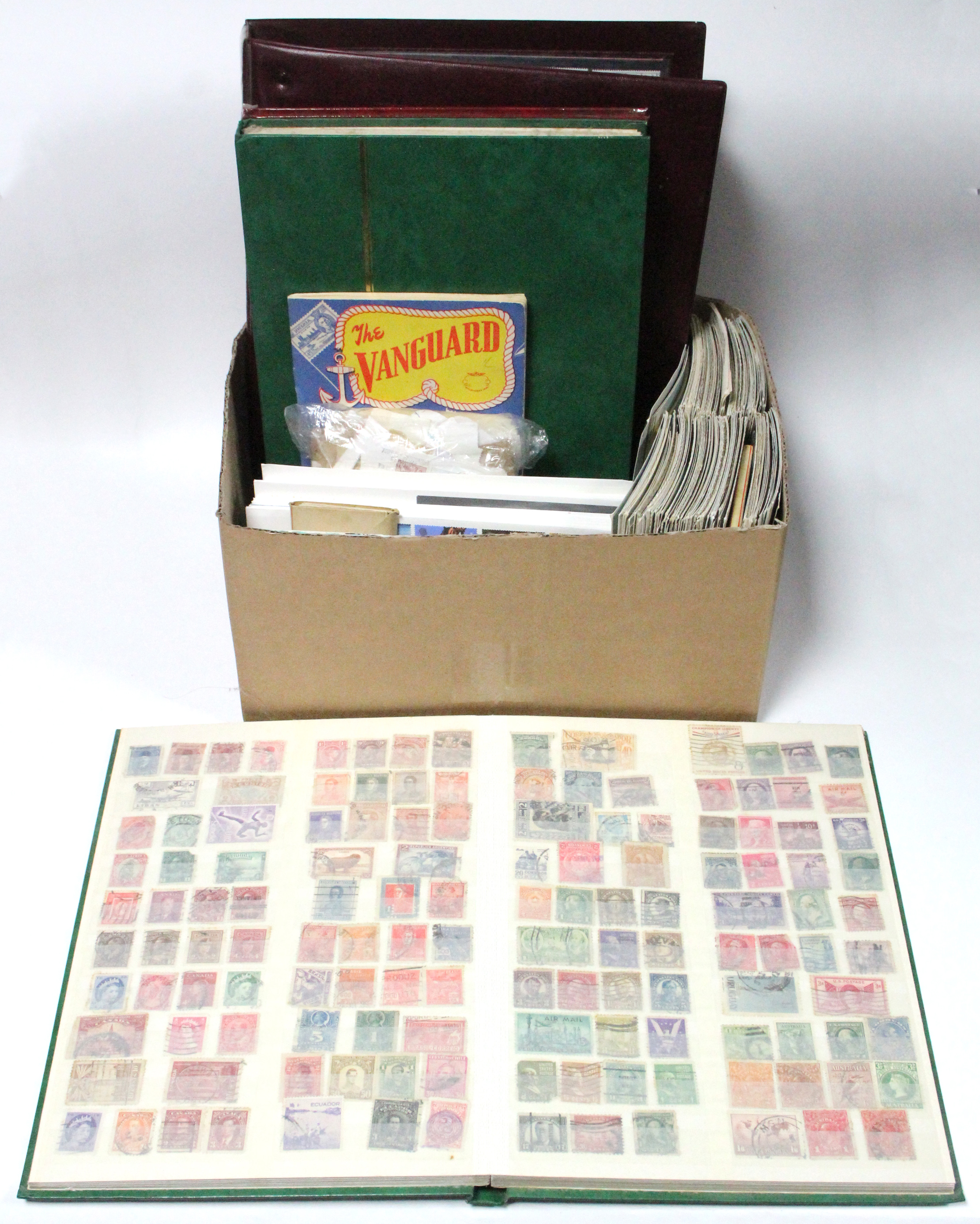 A collection of G. B. & foreign stamps in two stock-books, a small album, & loose; an empty stock-