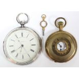 A late Victorian silver gent’s pocket watch by John Winstanley, Leigh, No. 84576, the white enamel