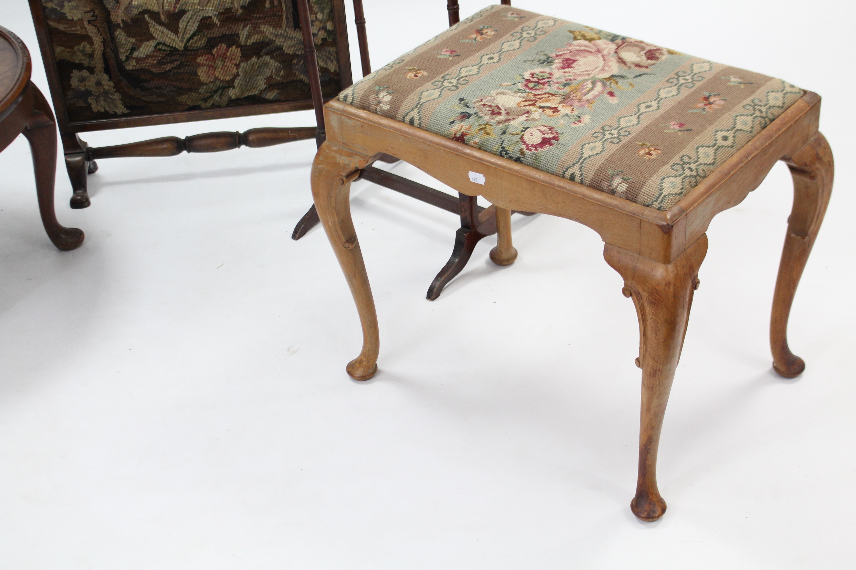 A mahogany circular low coffee table on four short cabriole legs & pad feet, 24” diam.; together - Image 2 of 3