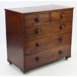 A 19th century mahogany chest fitted two short & three long graduated drawers with turned knob