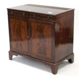 A 19th century inlaid-mahogany dwarf cabinet (lacking top section), fitted two shallow frieze