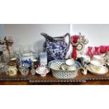 Various items of decorative china, pottery, & glassware, part w.a.f.