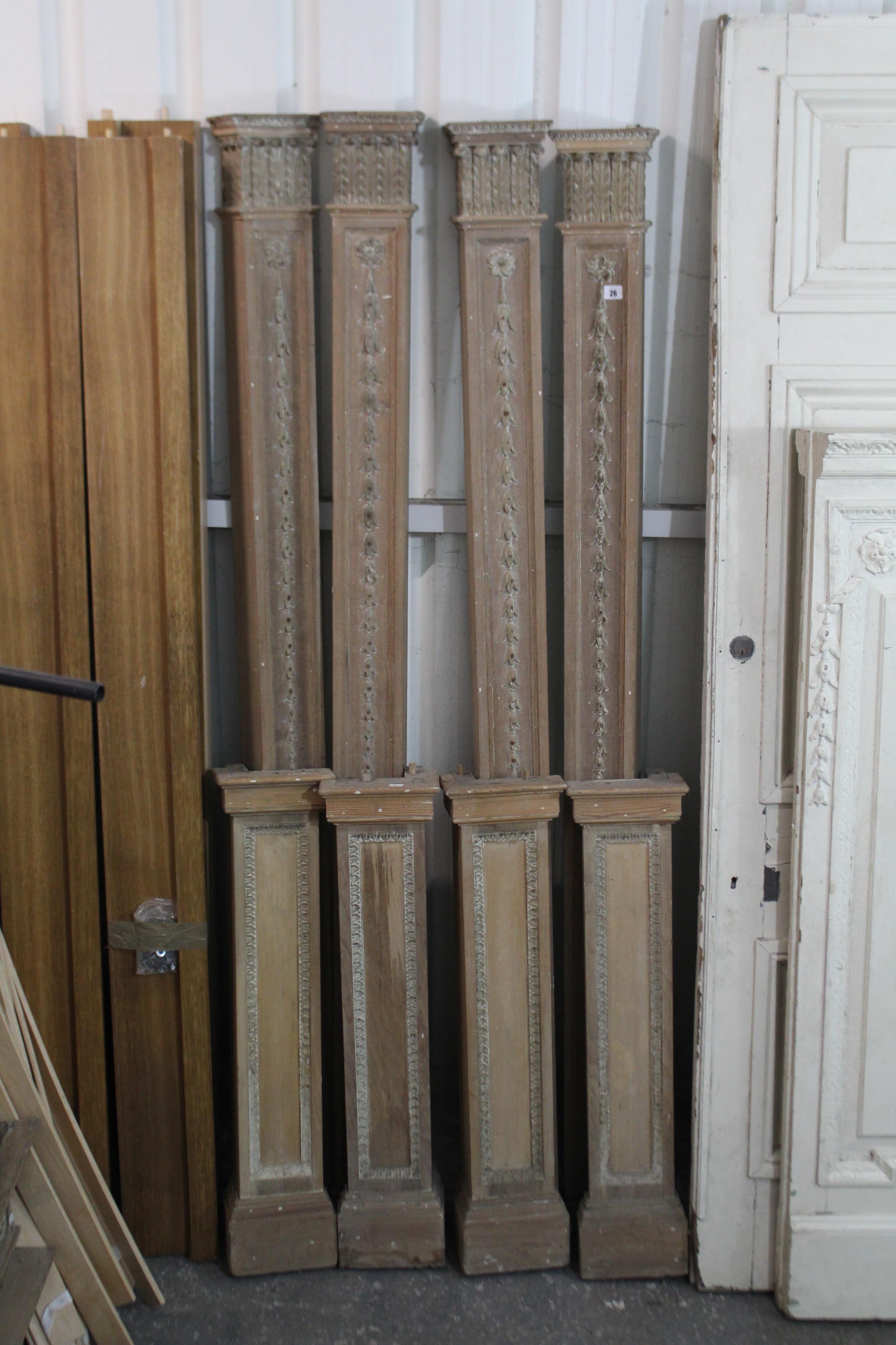 A set of four tall carved wooden ornate columns, 9’ 8” high (each column in two sections); & three - Image 2 of 6