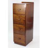 A mid-20th century mahogany tall upright chest fitted four long drawers, & on plinth base, 18½” wide