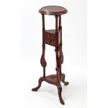 A 19th century-style hardwood jug & basin stand, on triform base, 33½” high.