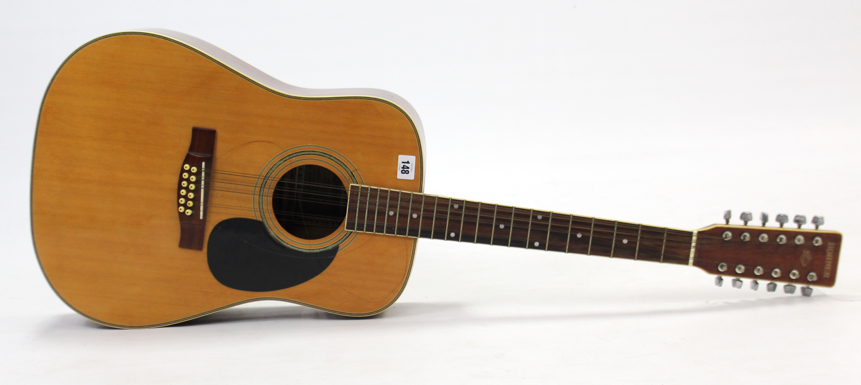 A Hohner twelve-string acoustic guitar (Model No. LW 1200N).