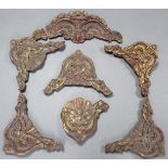 A set of six gilt composition corner brackets of rococo design, each 16” wide x 11” high; & a