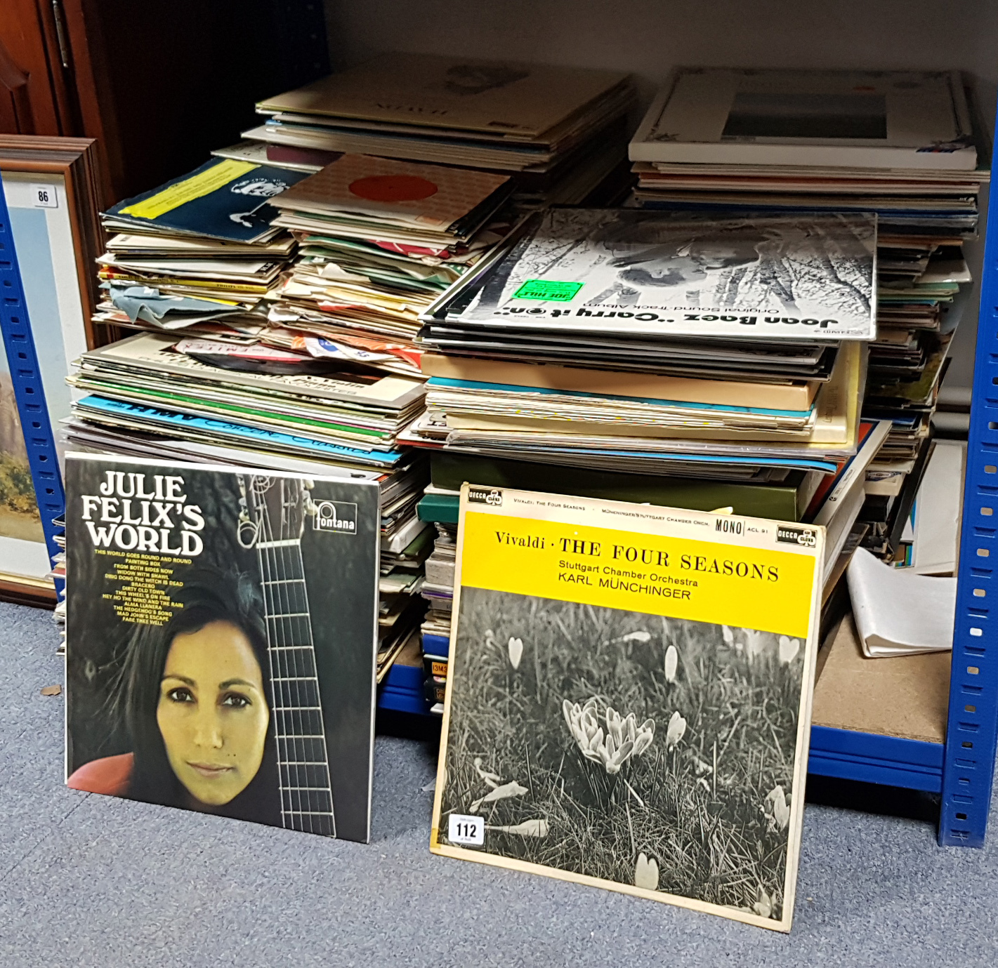 A collection of approximately three hundred various records-classical, pop, etc.