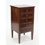 A mahogany dwarf chest, fitted five long drawers with brass ring handles, & on short square