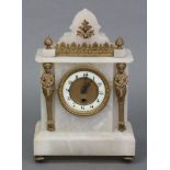 A 19th century style mantel clock, the 3¾” dial with arabic numerals & electrically-operated