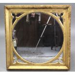 A Victorian rectangular wall mirror in gothic style pierced giltwood & gesso frame; 35¼” square.