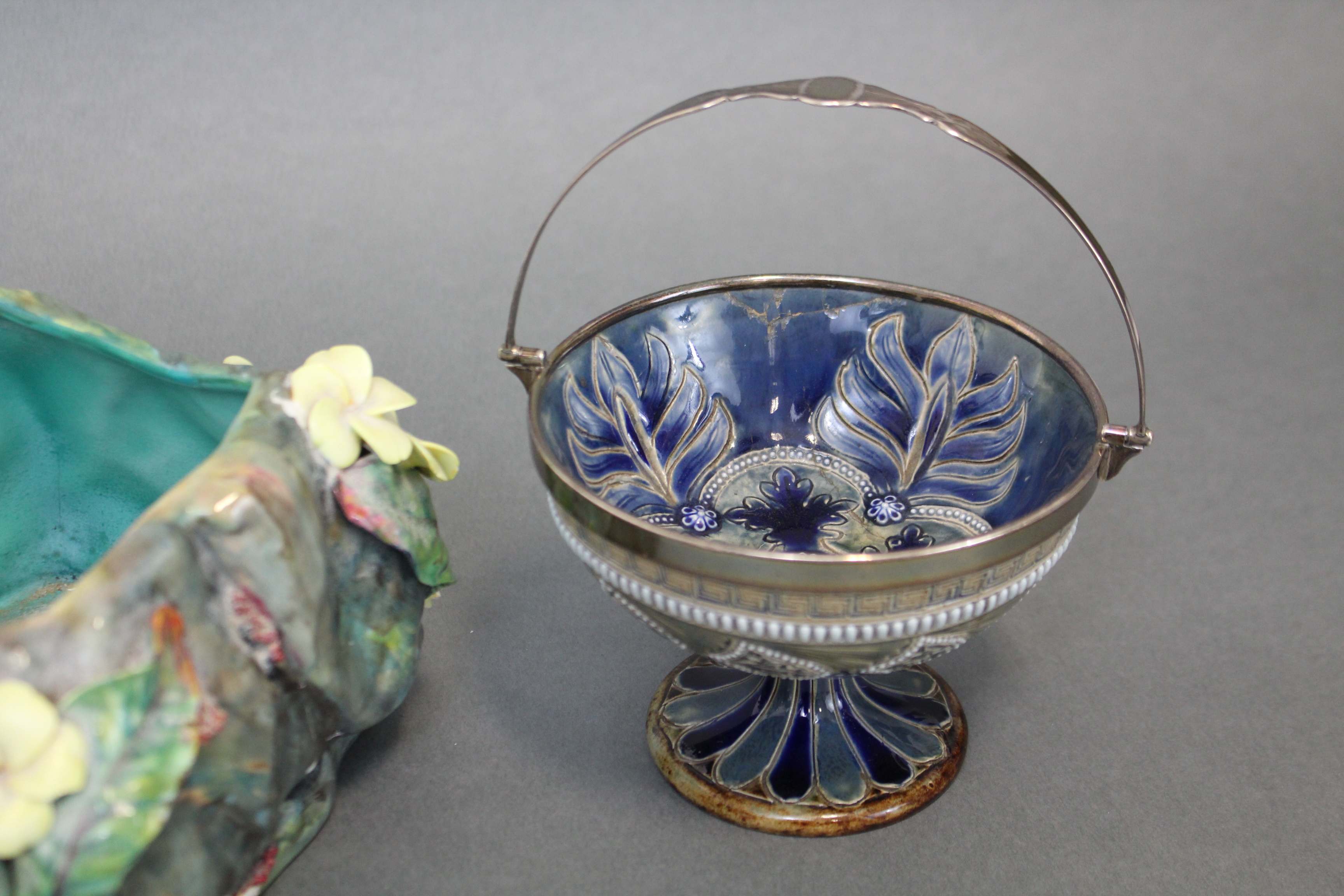 A Royal Doulton Lambeth stoneware bowl by Elizabeth Fisher, with applied decoration in blue & - Image 4 of 6