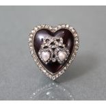 A garnet, diamond, & pearl brooch/pendant, the foiled heart-shaped cabochon garnet with pair of