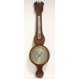 A George III banjo barometer, the 8¼” silvered dial signed: “C. Tagliabue, 28, Crofts St.,