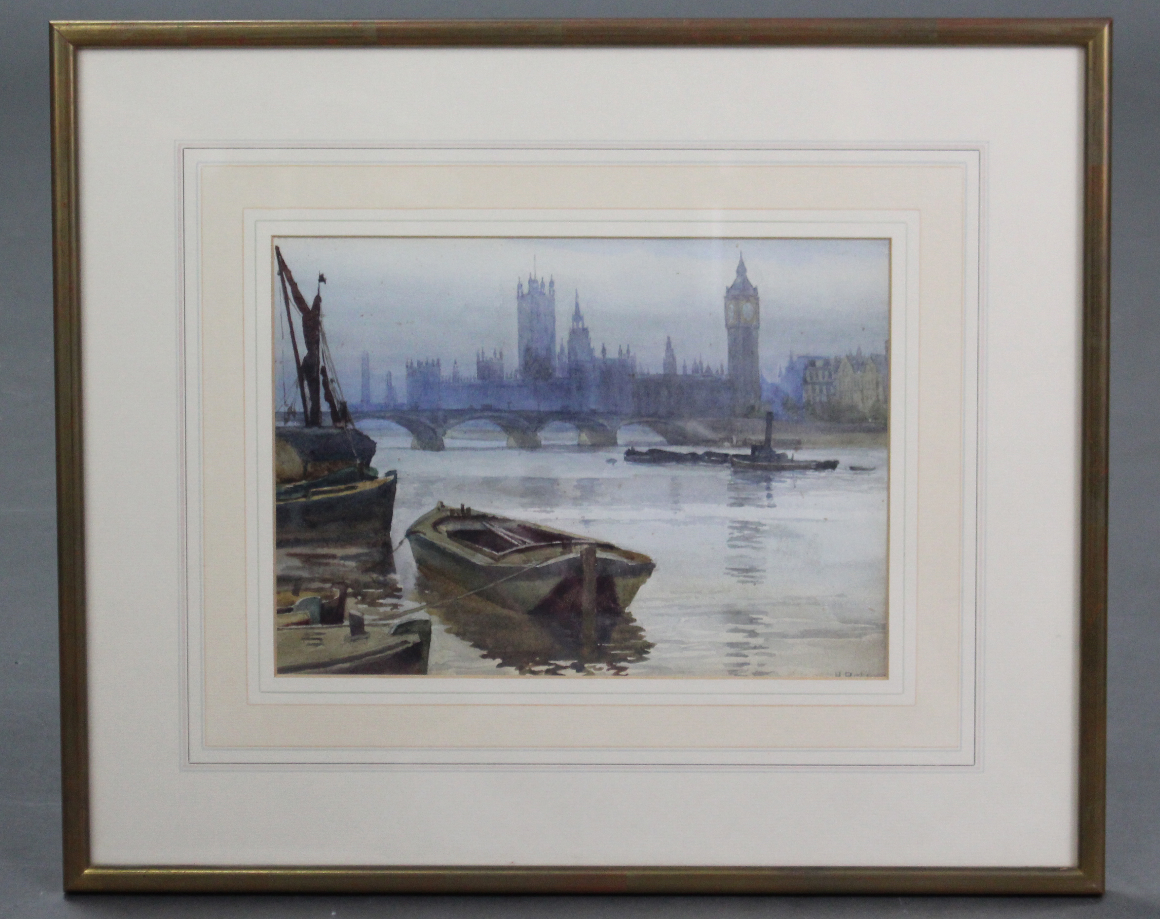 H. BELL (British, 19th century). A view of Westminster Bridge with the Houses of Parliament in the - Image 2 of 5