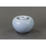 A CHINESE PORCELAIN CLARE-DE-LUNE GLAZED WATER POT, of compressed round form, with shallow sunken