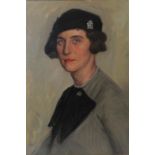 ENGLISH SCHOOL, early 20th century. A head & shoulders portrait of Mrs Stanley Edgson seated,