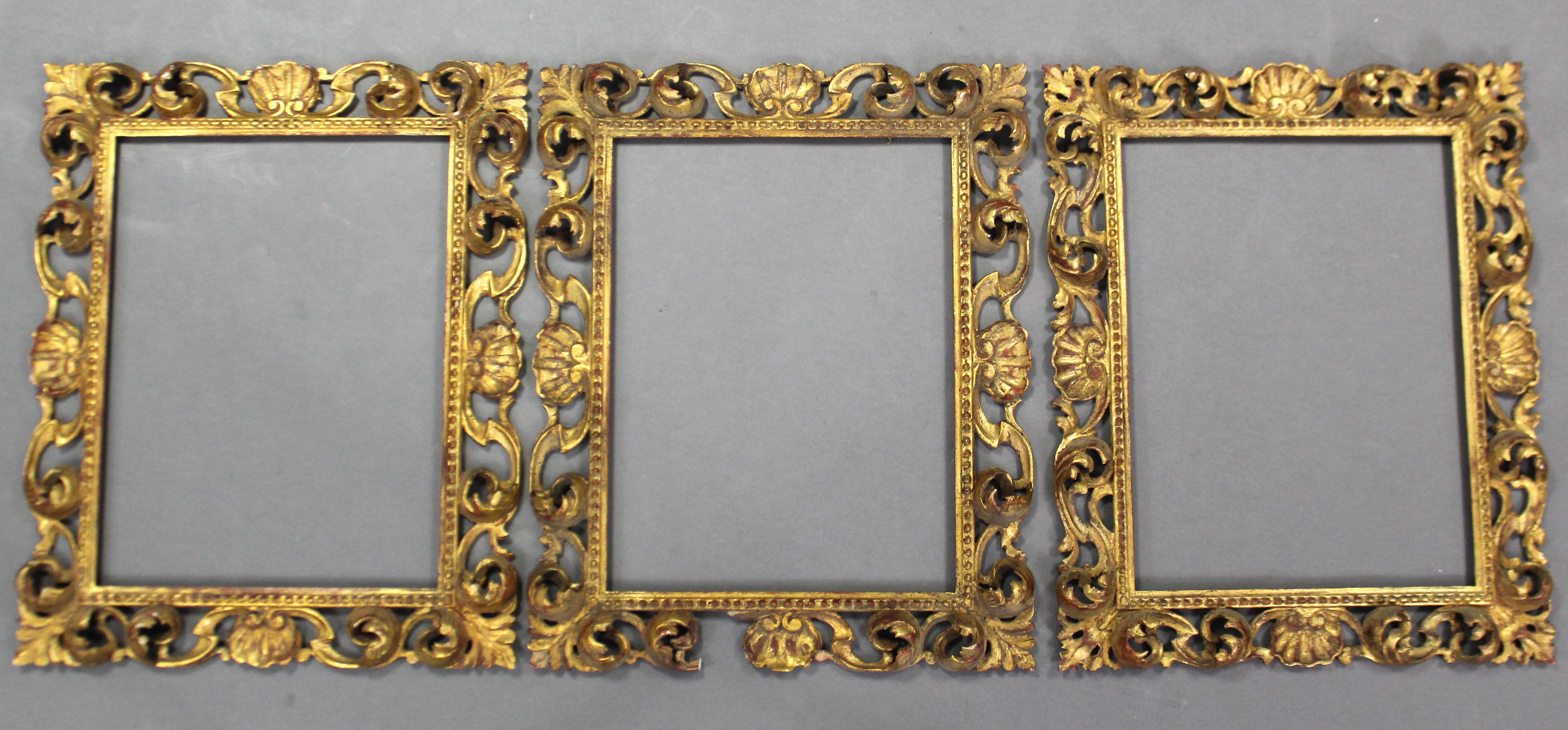 A set of four carved giltwood rectangular Florentine picture frames; 20½” x 17” over-all; & a - Image 2 of 10