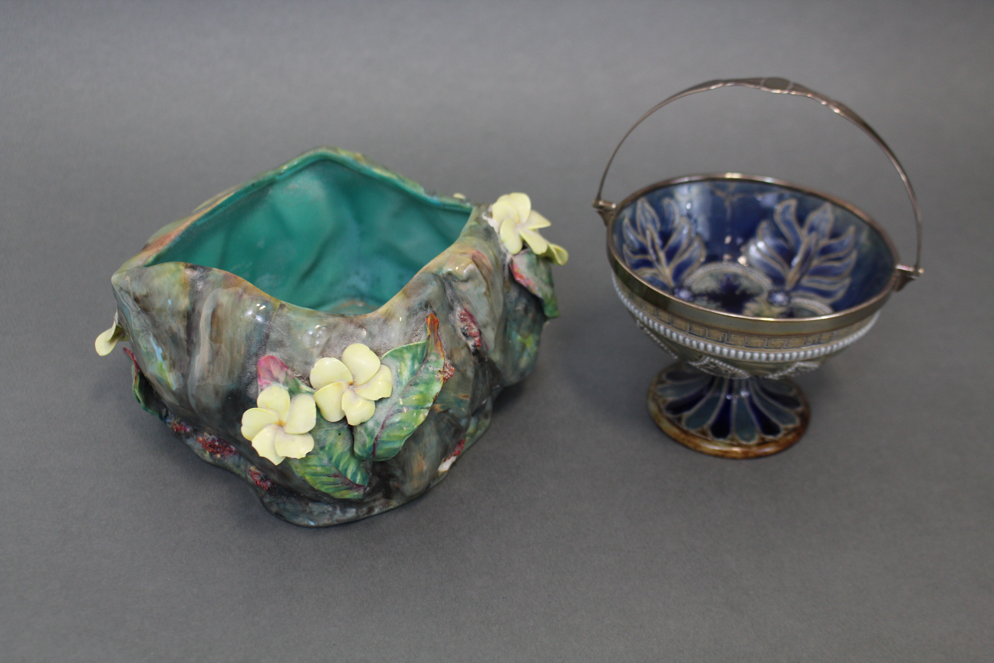 A Royal Doulton Lambeth stoneware bowl by Elizabeth Fisher, with applied decoration in blue & - Image 3 of 6