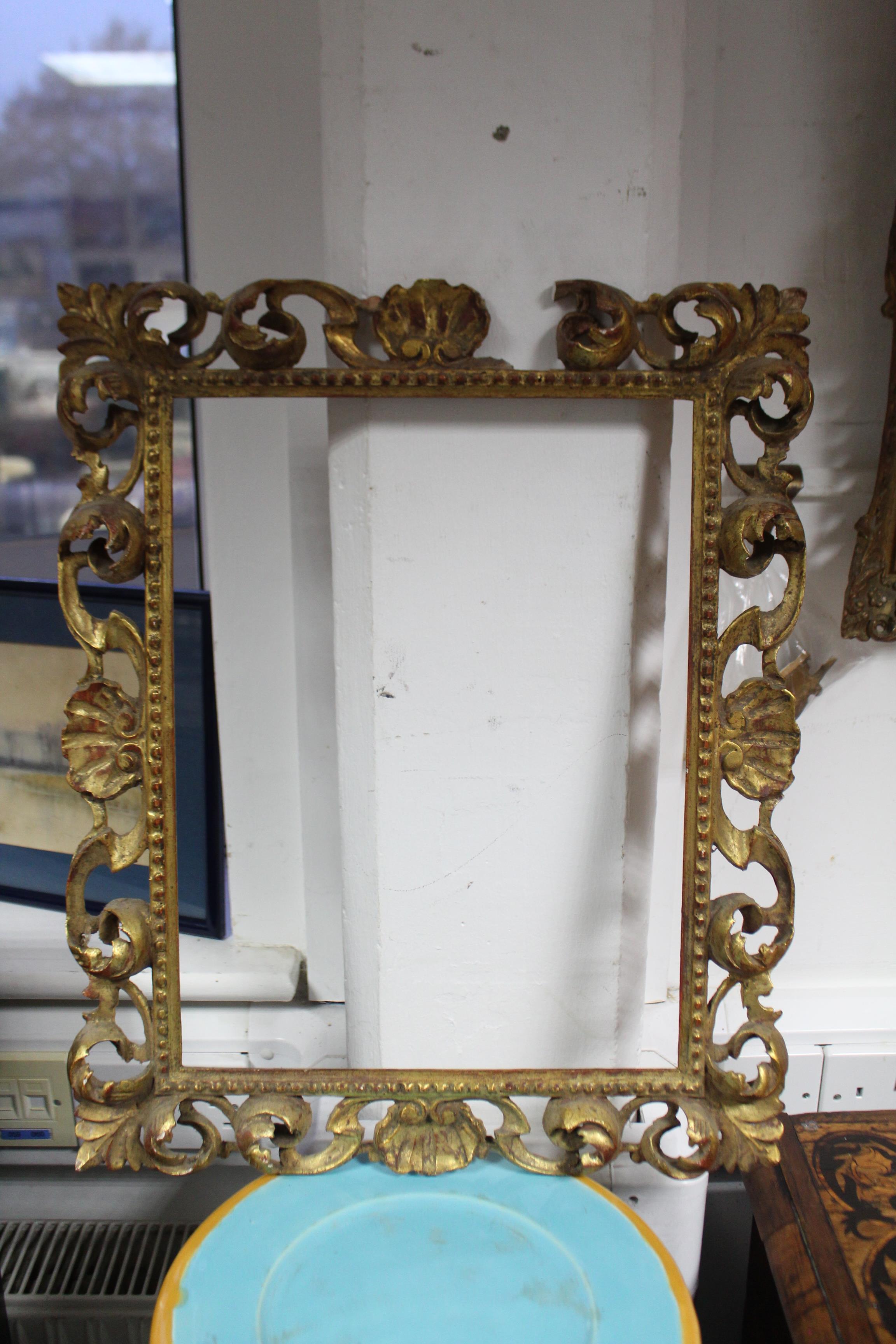 A set of four carved giltwood rectangular Florentine picture frames; 20½” x 17” over-all; & a - Image 9 of 10