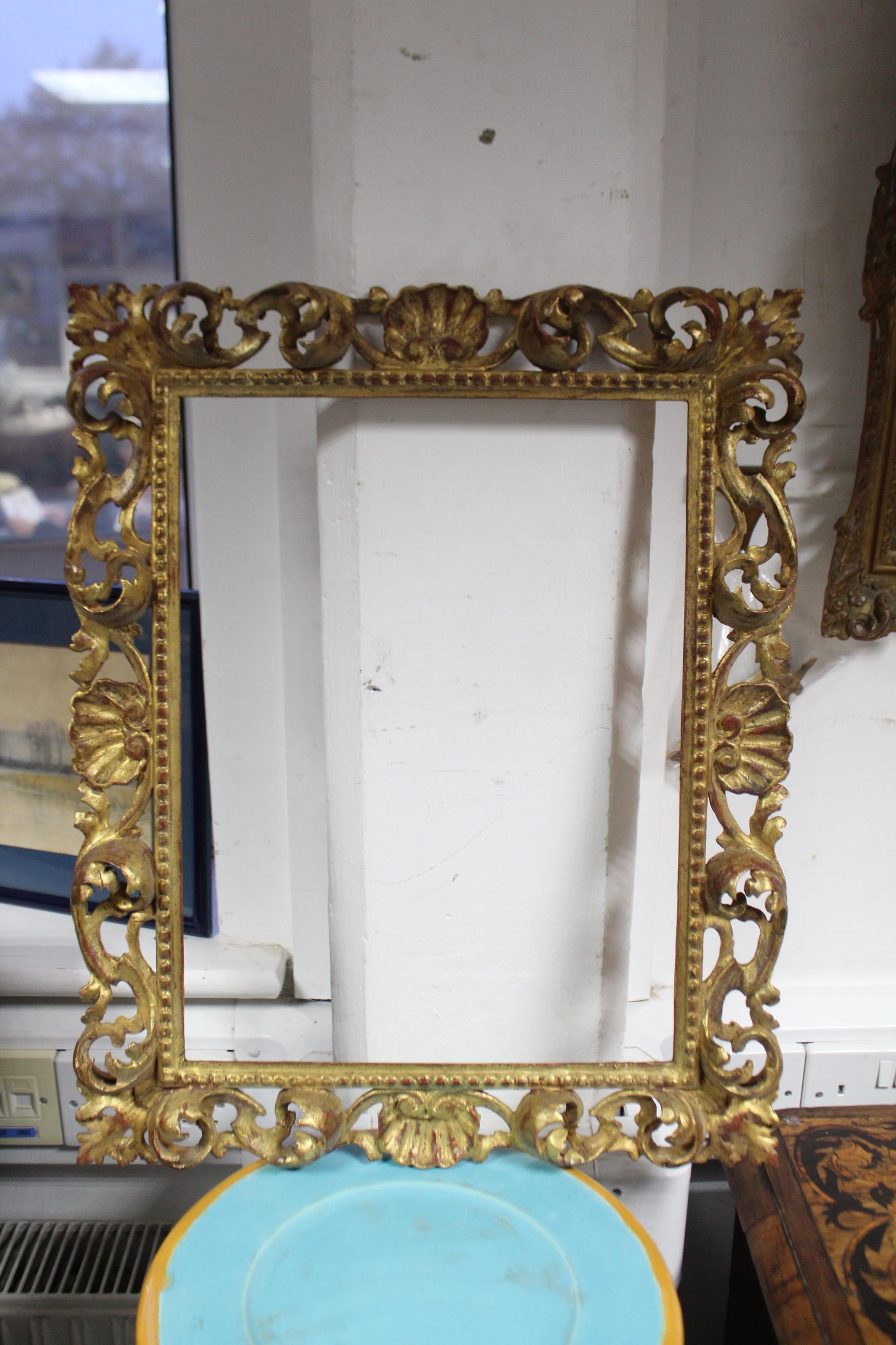 A set of four carved giltwood rectangular Florentine picture frames; 20½” x 17” over-all; & a - Image 10 of 10