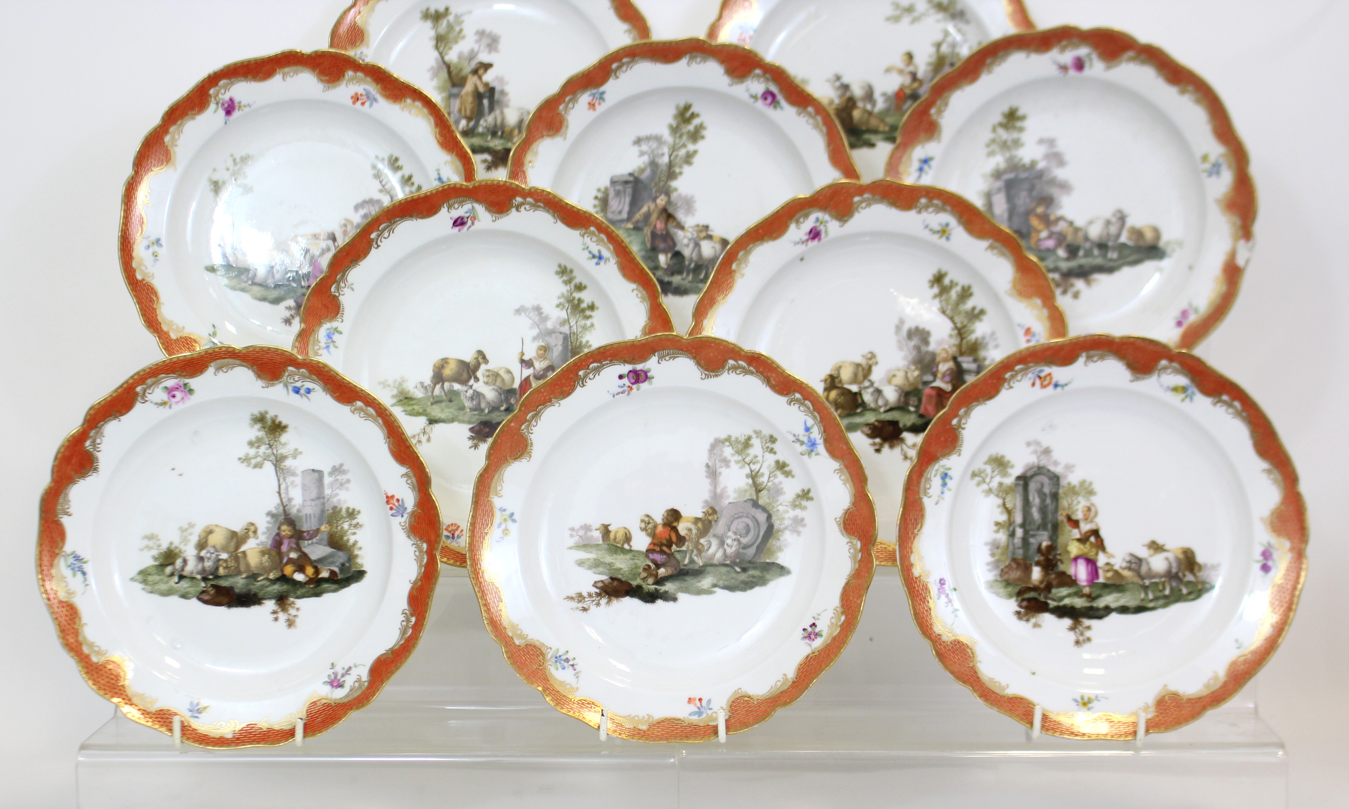 A MEISSEN MARCOLINI PERIOD PART DESSERT SERVICE, comprising: a pair of comports with applied - Image 9 of 13