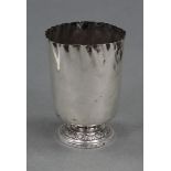 An early 19th century French provincial .950 standard silver beaker with crimped rim, the round