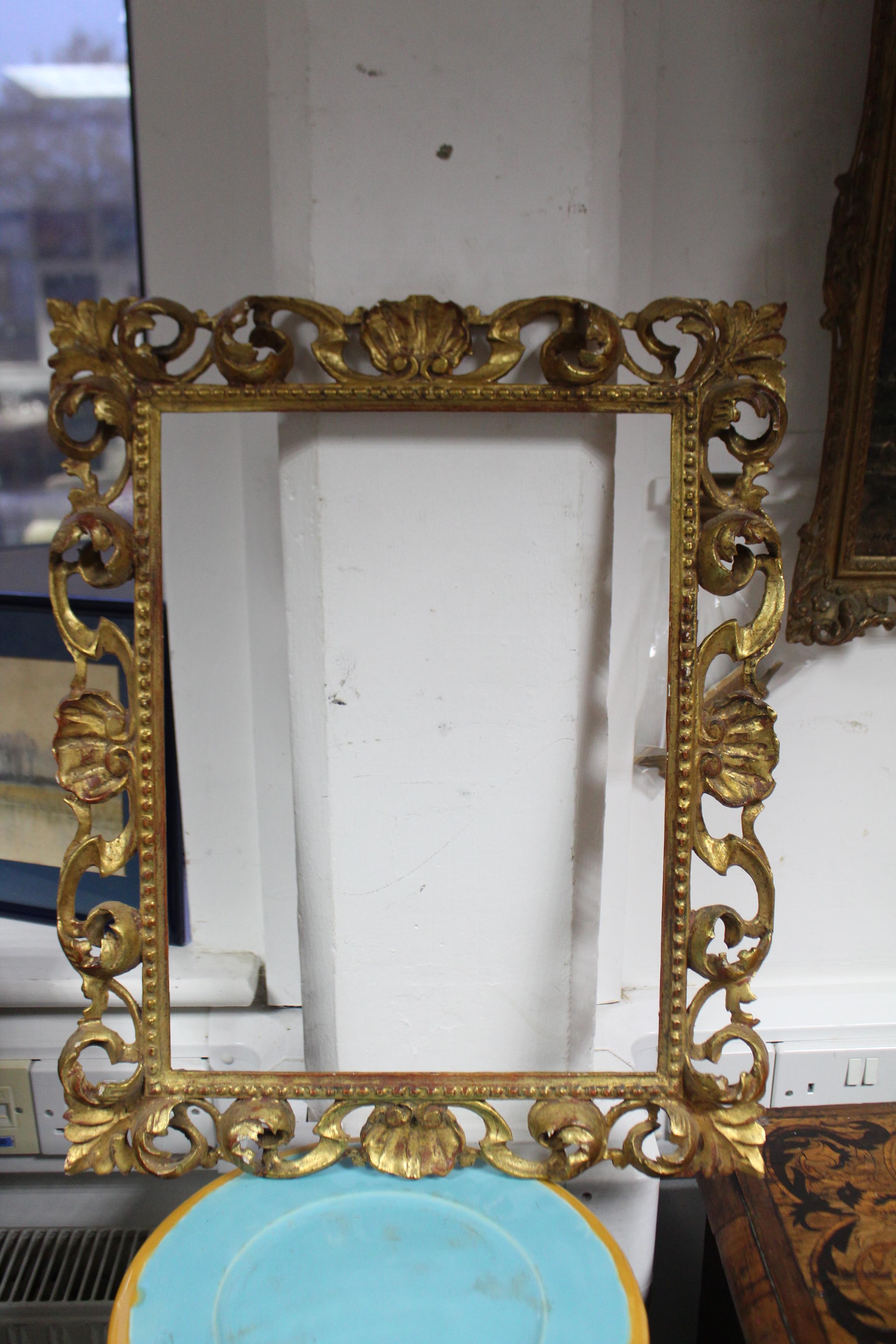 A set of four carved giltwood rectangular Florentine picture frames; 20½” x 17” over-all; & a - Image 8 of 10