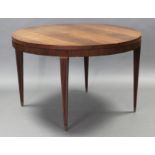 A 19th century French inlaid-rosewood extending dining table, the circular top with carved &