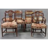 A matched set of eight dining chairs comprising four regency mahogany chairs & two Georgian