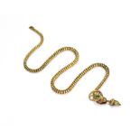 A MID-19th century GOLD & GEM-SET SERPENT NECKLACE of flexible fancy links, the engraved head set