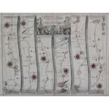 JOHN OGILBY (1600-1676). An engraved hand-coloured road map: “The Roads from Chelmsford in Essex