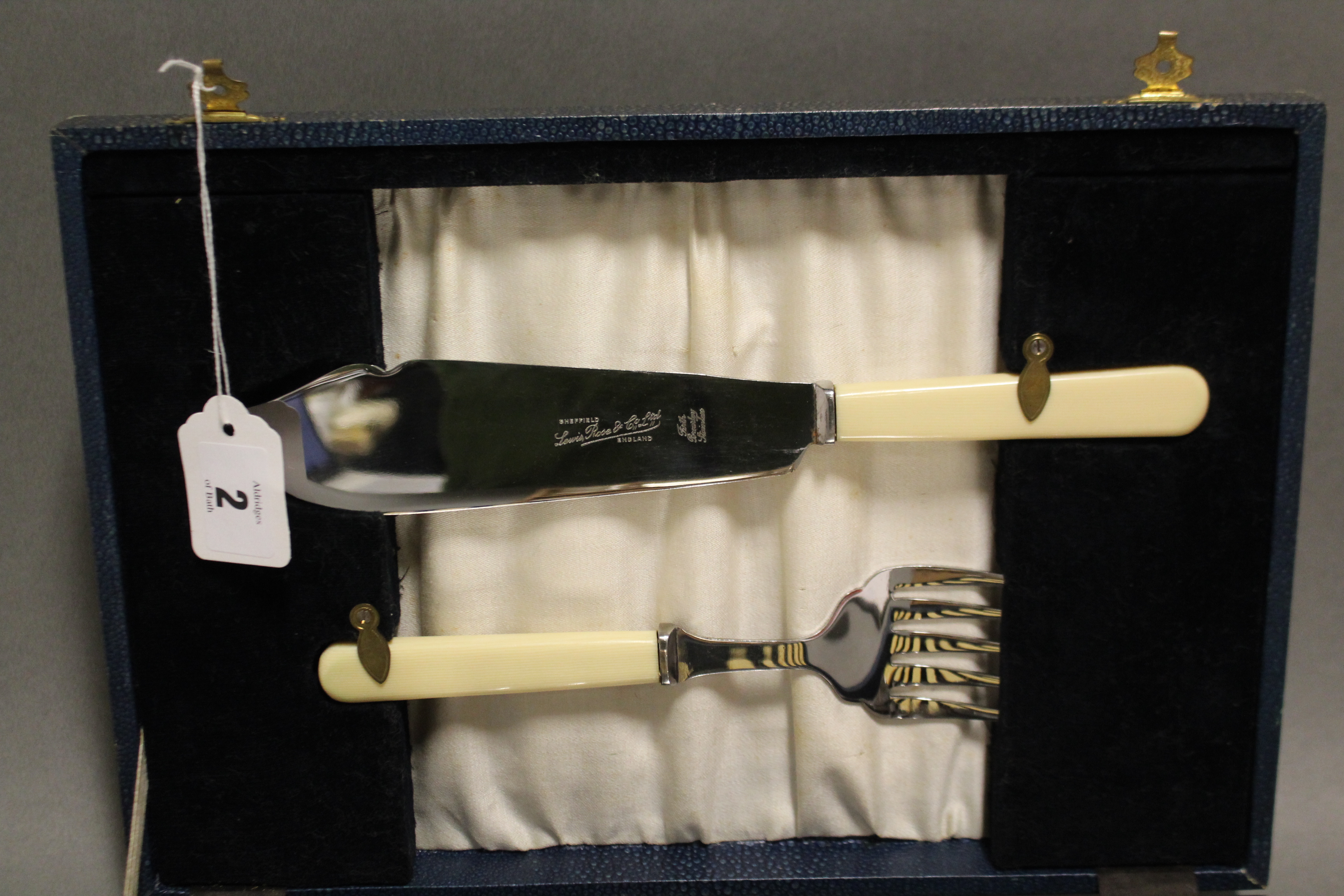 A stainless steel cutlery set, settings for six, with a pair of carvers in fitted case; & a set of - Image 2 of 2