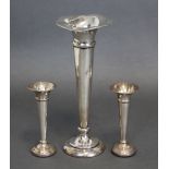 A George V silver tall trumpet shaped vase with loaded base, 7¼” high, Birmingham 1913 ( maker’s