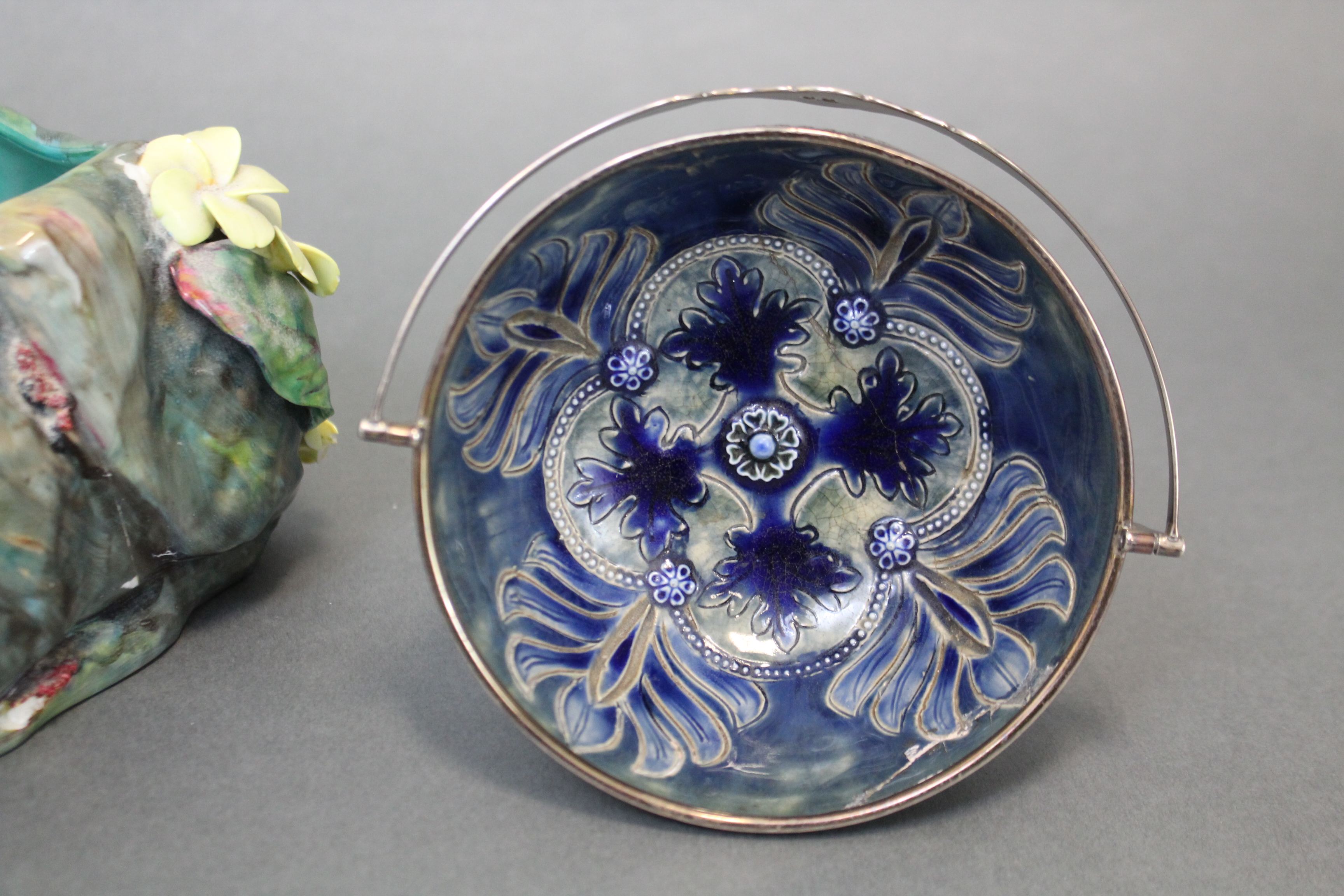 A Royal Doulton Lambeth stoneware bowl by Elizabeth Fisher, with applied decoration in blue & - Image 5 of 6