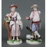 A pair of late 18th century Niderviller faience male & female standing figures in rustic dress, he